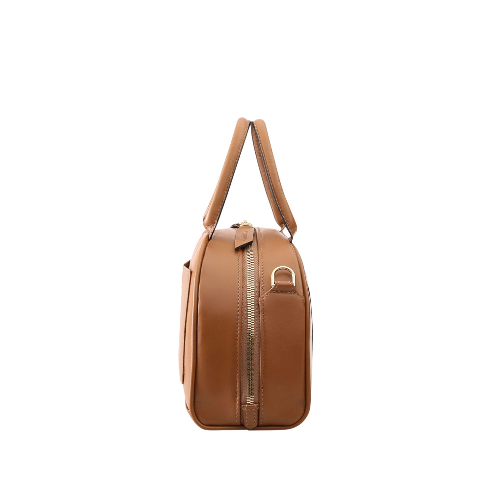 Henkeltasche als Crossbody Tasche aus Nappaleder Caramel